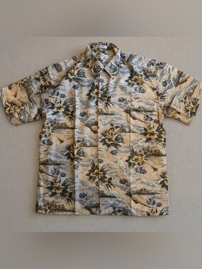 Pierre Cardin Hawaiian Shirt 100% Cotton Hawaiian Tropical Fish Print Size L